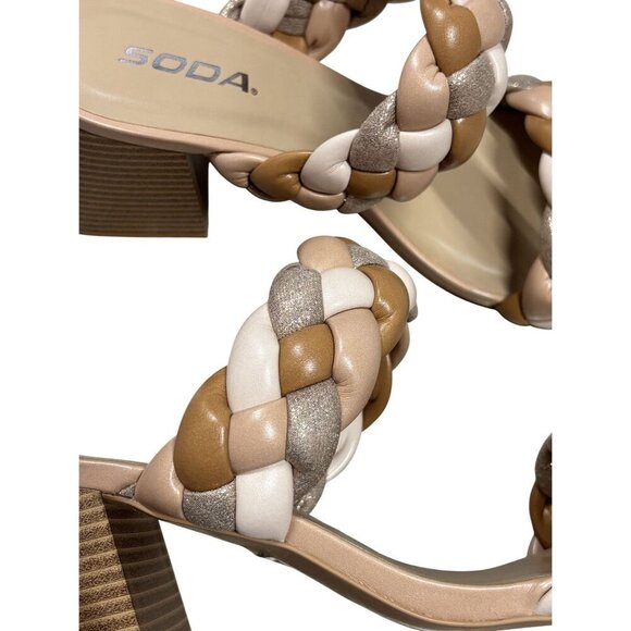 SODA / Buggy-S / Braided / Block Heel / Sandals With Square / Toe & Multi-Tone / - Picture 7 of 10